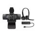 Logitech C920S Pro HD Webcam with H390 USB Headset with Noise-Canceling Mic and Knox Gear 4-Port USB Hub