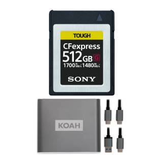 Sony 512GB TOUGH CEB-G Series CFexpress Type B Memory Card with Koah Reader Bundle