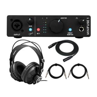 Arturia MiniFuse 1 USB-C Audio Interface (Black) with Studio Headphones, XLR and TRS Cables