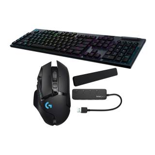 Logitech G915 Lightspeed Wireless RGB Mechanical Gaming Keyboard (GL Tactile) G Series Bundle with G502 & free palm rest