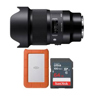 Sigma 20mm f/1.4 DG HSM Art Lens for Leica L Mount Cameras (Black) 1TB Hard Drive Bundle
