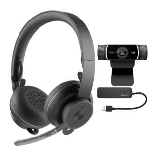 Logitech Zone 900 Wireless Bluetooth Headset with Noise-Canceling Mic Bundle with C920s 1080p HD Webcam