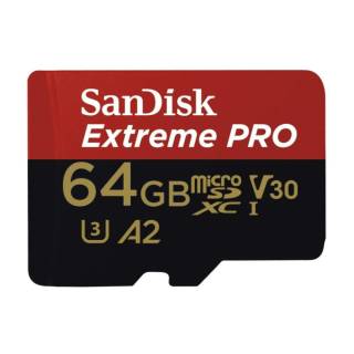 SanDisk Extreme Pro Micro 64 GB SDXC UHS-I U3 A2 V30 Memory Card with Adapter (170 MB/s)