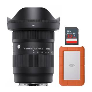 Sigma 16-28 mm F2.8 DG DN Lens for Sony E Mount with 1 TB Hard Drive Bundle