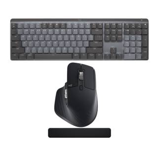 Logitech MX Mechanical Illuminated Wireless Keyboard Mouse and Palm Rest