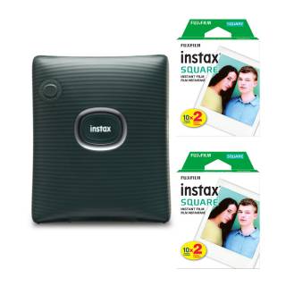Fujifilm INSTAX Square Link Instant Printer (Green) with Instax Square Film (40 Exposures)