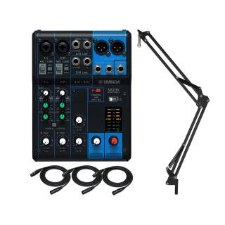 Yamaha MG06 6-Input Stereo Mixer with Microphone Boom Arm and XLR Cables (3)