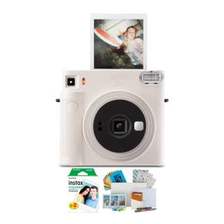 Fujifilm Instax Square SQ1 Instant Camera (Chalk White) Film Bundle with Photobox Keepsake Accessory Kit