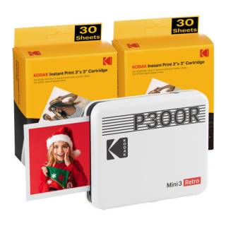 Kodak Mini 3 Retro Portable Instant Photo Printer Bundle (White, 3x3 Inch)