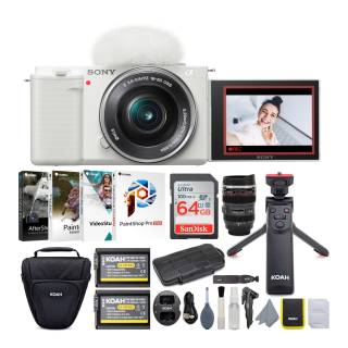 Sony Alpha ZV-E10 APS-C Mirrorless Vlog Camera with 16-50mm Lens (White) Content Creator's Bundle