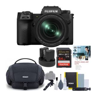 Fujifilm X-H2 40 MP Body with XF16-80mm F4 R OIS WR Lens (Black) with Batteries, Memory Card Bundle