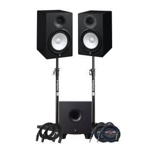 Yamaha HS8 120W Powered Studio Monitor Speaker (Pair) with Yamaha HS8S 150W Powered Sub, Stands, and Cables