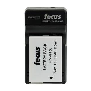 Focus Replacement Rechargeable Lithium-Ion Battery and Travel Charger for Canon NB-10L