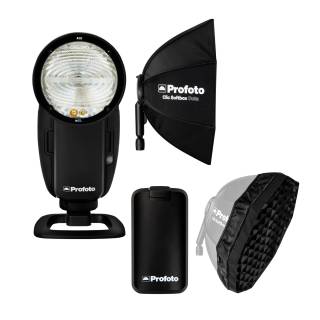 Profoto A10 AirTTL-C Studio Light for Nikon with Clic Softbox 2' Octa and Softgrid with Extra Batter