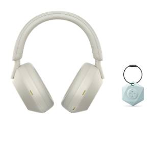 Sony WH-1000XM5 Wireless Noise Canceling Over-Ear Headphones (Silver) with My Bluetooth Locator