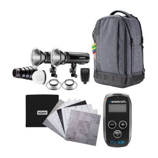 Westcott FJ200 Strobe 2-Light Backpack Kit with FJ-X3 M Wireless Trigger with Backdrop Boards Bundle