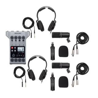 Zoom PodTrak P4 Portable Multitrack Podcast Recorder Bundle with Zoom ZDM-1 Podcast 2-Pack