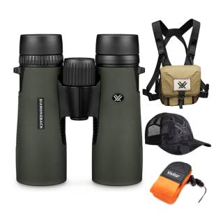 Vortex 8x42 Diamondback HD Roof Prism Binoculars with GlassPak Harness Case, Cap and Floating Strap Bundle