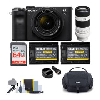 Sony Alpha a7C Full-Frame Mirrorless Camera (Black) Bundle with FE 28-60mm f/4-5.6 and 70-200mm f/4.0 G OSS Lens