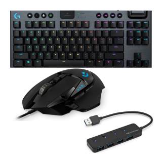 Logitech G915 TKL Tenkeyless Wireless RGB Mechanical Gaming Keyboard (Carbon) : Hero Bundle with Mouse and Accessories