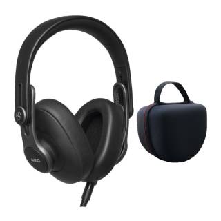 AKG Pro Audio K371 Over-Ear Closed-Back Foldable Studio Headphones Bundle with Headphone Case for Foldable Headphones