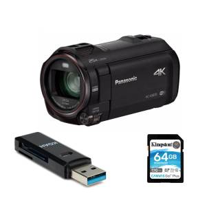 Panasonic HC-VX870 4K Ultra HD Camcorder with 64GB SD Memory Card and Koah Pro USB 3.0 Memory Card Reader