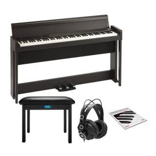 Korg C1 88-Key Digital Piano (Rosewood Brown) with Studio Headphones, Flip-Top Bench, and Piano Book
