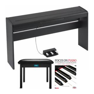 Korg LP180 88-Key Lifestyle Piano (Black) Bundle with Knox Gear Flip-Top Piano Bench & Piano Book