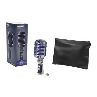 Shure Deluxe Supercardioid Dynamic Vocal Stand-Mounted Chrome-Plated Vibrant Blue Foam Microphone