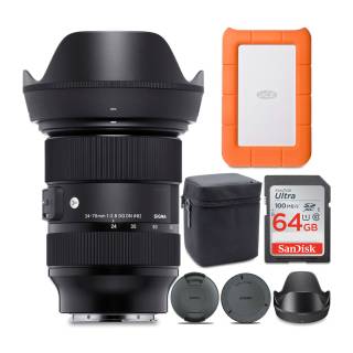 Sigma 24-70mm f/2.8 DG DN Art Zoom Full Frame E-Mount Lens Bundle with External Hard Drive