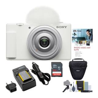 Sony ZV-1F Vlog Camera for Content Creators and Vloggers (White) with Holster Camera Case Bundle