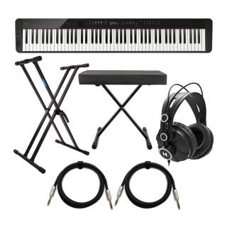 Casio PX-S3100 88-Key Digital Piano (Black) with Adjustable Stand, Adjustable Bench, Closed-Back Headphones, and Cables