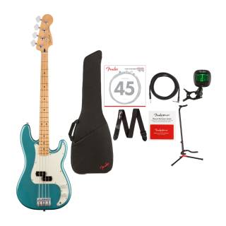 Fender Player Precision Electric Bass Guitar - Maple Fingerboard - Tidepool - Value Bundle