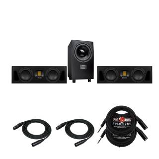 ADAM Audio A44H Two-Way Midfield Studio Monitor (Pair) with ADAM Audio Sub10 Subwoofer and Cables