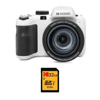 Kodak PIXPRO AZ425 Astro Zoom 20MP Digital Camera with 42x Optical Zoom (White) with Kodak 32GB SD card bundle