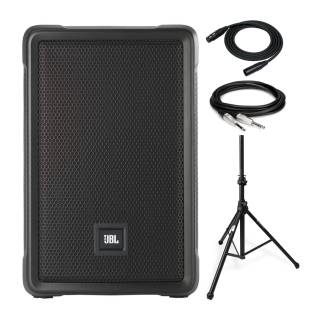 JBL IRX108BT Powered 8-Inch Portable Bluetooth Speaker Bundle with Tripod Speaker Stand, XLR and 1/4-Inch TRS Cables