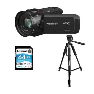 Panasonic VX1 4K Ultra HD 24x Leica Dicomar Lens 1/2.5-Inch Sensor Camcorder with 64GB SD card and Tripod bundle