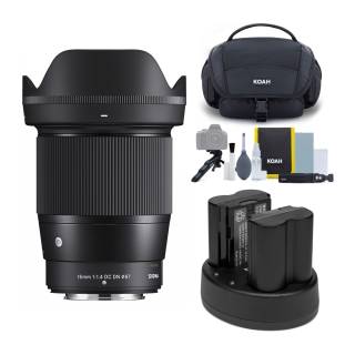 Sigma 16mm F1.4 Contemporary DC DN Lens for Fuji X Mount with GFX Series Battery and Accessory