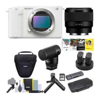 Sony Alpha ZV-E1 Mirrorless Camera with 50mm Lens, Grip, and Shotgun Mic (ILCZV-E1/W, White) Kit-71cd415d07fbf84b.jpg