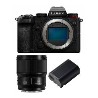Panasonic LUMIX S5 4K Mirrorless Full-Frame L-Mount Camera (Body Only) with Panasonic LUMIX S 50mm f/1.8 L-Mount Lens