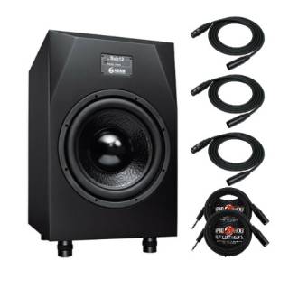 Adam Audio Sub12 12-Inch Powered Studio Subwoofer with Microphone Cables (3-Pack) Bundle