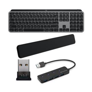 Logitech MX Keys Advanced Illuminated Wireless Keyboard for Mac Bundle with MX Palm Rest and 4-Port USB 3.0 Hub