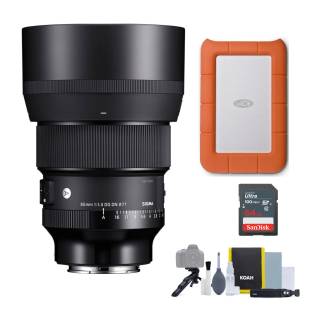 Sigma 85mm f/1.4 DG DN Art Lens for Sony E with LaCie 1TB HDD Bundle