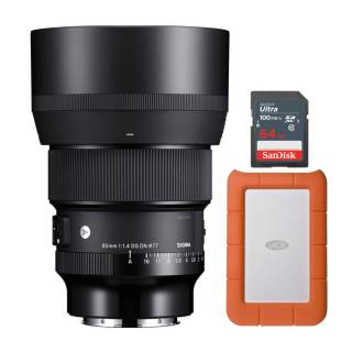 Sigma 85mm f/1.4 DG DN Art Lens for L Mount with 1 TB Hard Drive and 64GB Ultra SDXC Memory Card