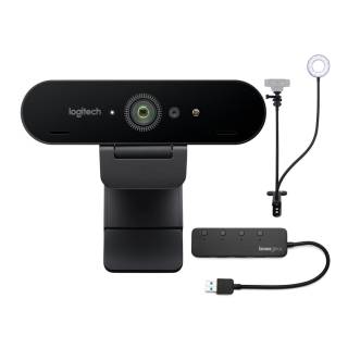 Logitech 4K Pro Webcam Bundle With Knox Gear Selfie Ring Light & Knox Gear 4-Port 3.0 USB Hub