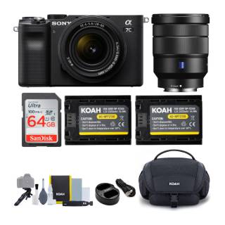 Sony Alpha a7C Full-Frame Compact Mirrorless Camera (Black) Bundle with FE 28-60mm f/4-5.6 and 16-35mm f/4 ZA OSS Lens