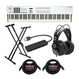 Arturia KeyLab 88 MkII Keyboard Controller with Knox Gear Keyboard Stand, Closed-Back Headphones, USB Hub, MIDI Cables