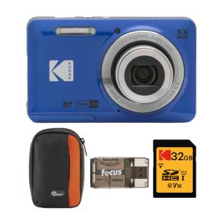 Kodak PIXPRO Friendly Zoom FZ55 Digital Camera (Blue) with Camera Case and Memory Card Bundle