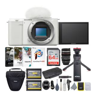 Sony Alpha ZV-E10 APS-C Mirrorless Vlog Camera Body (White) Content Creator's Bundle