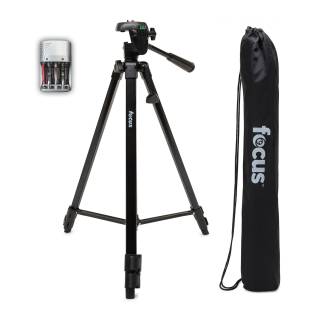 Focus Camera 59" Photo/Video Tripod, Rapid Charger with 4 AAA NIMH Rechargeable Batteries, Microfiber Cleaning Cloth Kit